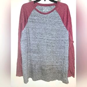Men's Red and Gray Urban Pipeline Long Sleeve Raglan Shirt - XXL